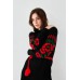 Knitted dress "Flowers" red/black